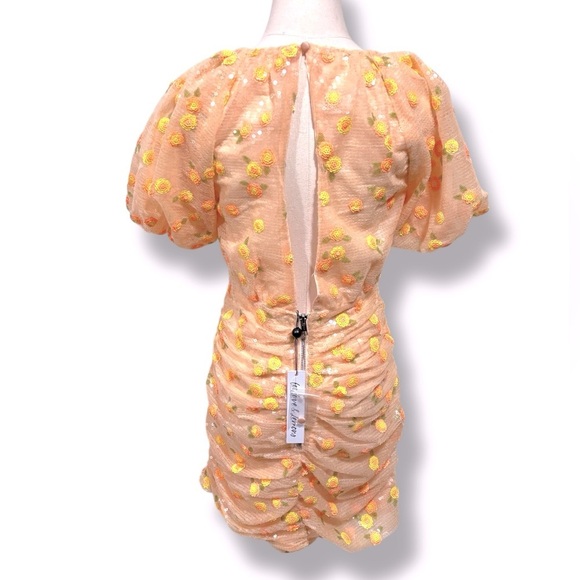 NWT For Love & Lemons Ryder Sequin Floral Mini Dress in Tangerine Size: Small - Picture 2 of 14